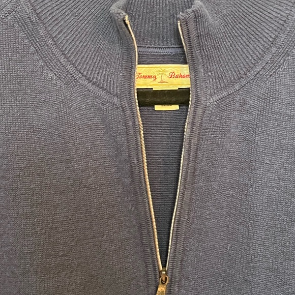 Tommy Bahama Sweater Silk Cotton Blend 1/4 Zip Mens SZ XL Dark Blue - Picture 3 of 4